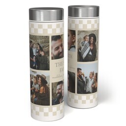 17oz Stainless Steel Matte Water Bottle with Checkered Border design