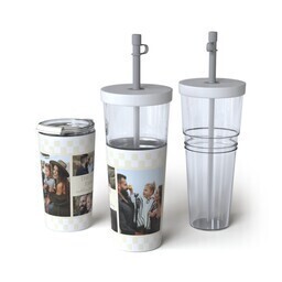 28oz Convertible Tumbler with Checkered Border design