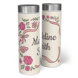 17oz Stainless Steel Matte Water Bottle with Delicate Ribbons design