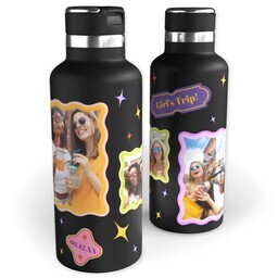 20oz Black Stainless Steel Tank Water Bottle with Funky Frames design
