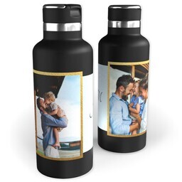 20oz Black Stainless Steel Tank Water Bottle with Golden Frame design