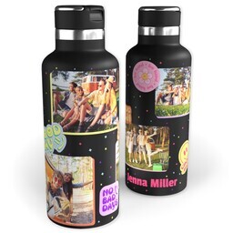 20oz Black Stainless Steel Tank Water Bottle with Good Vibes design