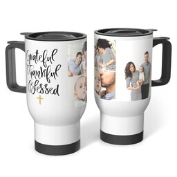 Stainless Steel Tumbler 14oz. with Grateful Thankful Blessed Cross design