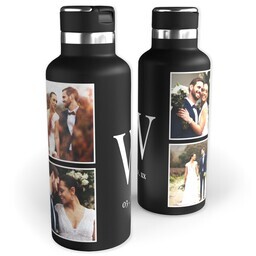 20oz Black Stainless Steel Tank Water Bottle with Modern Monogram design