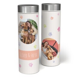 17oz Stainless Steel Matte Water Bottle with Pastel Paws design