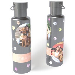 26oz Stainless Steel Loop Lid Bottle with Pastel Paws design