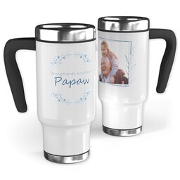 14oz Stainless Steel Travel Photo Mug with Strong hand Kind heart Papaw design