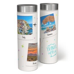 17oz Stainless Steel Matte Water Bottle with Travel Snapshots design