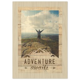 5x7 Wood Print - Natural Finish with Adventure Awaits design
