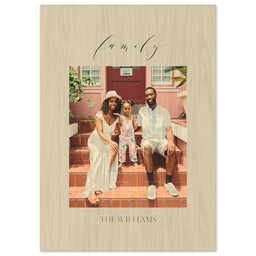 5x7 Wood Print - Natural Finish with Family Calligraphy design