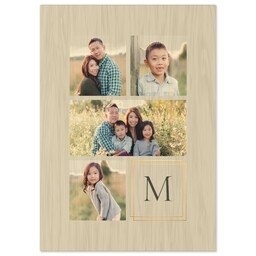5x7 Wood Print - Natural Finish with Gold Monogram design