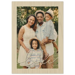 5x7 Wood Print - Natural Finish with Love Script design