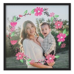 TilePix 8x8 Black Frame with Framed In Flowers design