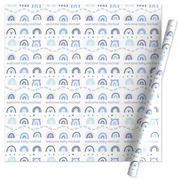 Wrapping Paper - 24x72in sheet with Blue Baby Rainbows design