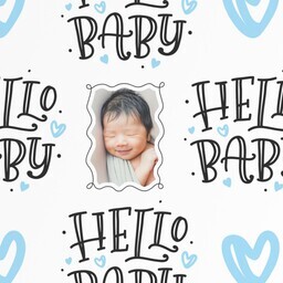 Wrapping Paper - 24x72in sheet with Blue Hello Baby design