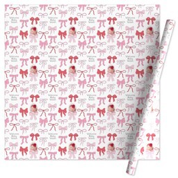 Wrapping Paper - 24x72in sheet with Pink Baby Bows design