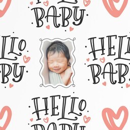 Wrapping Paper - 24x72in sheet with Pink Hello Baby design