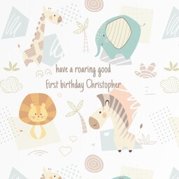 Wrapping Paper - 24x72in sheet with Roaring Baby Birthday design
