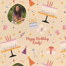 Wrapping Paper - 24x72in sheet with Trendy Birthday  design