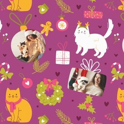 Wrapping Paper - 24x72in sheet with Festive Felines design