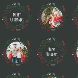 Wrapping Paper - 24x72in sheet with Holiday Wreaths design