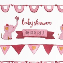 Wrapping Paper - 24x72in sheet with Pink Elephant design